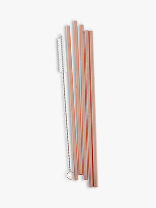 Ginger Ray Rose Gold Stainless Steel Straws, Pack of 5