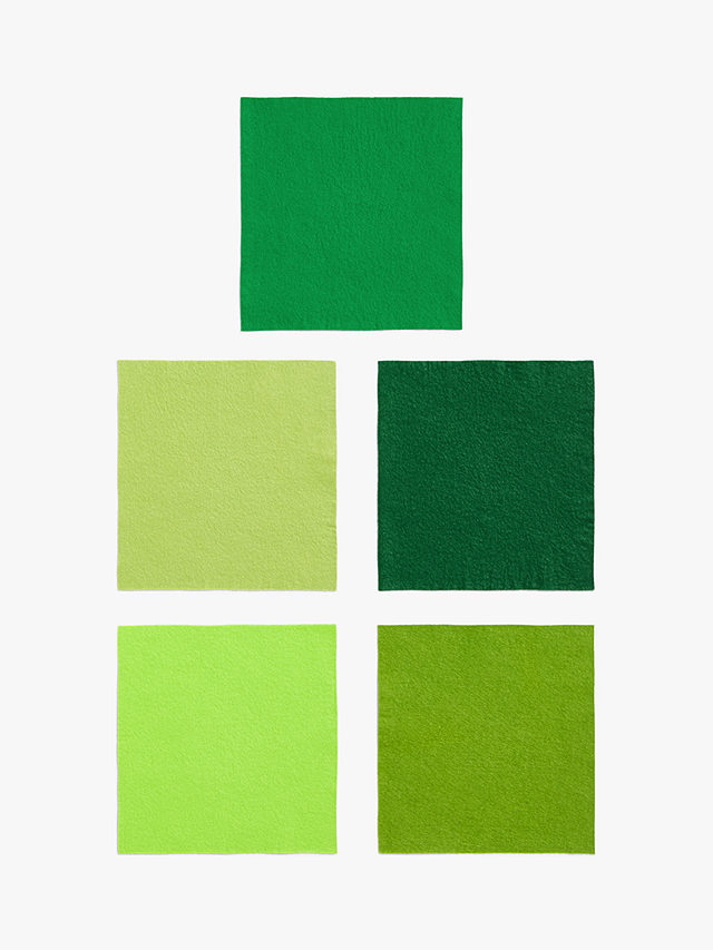 Habico Felt Fabric Square, Pack of 5, Green