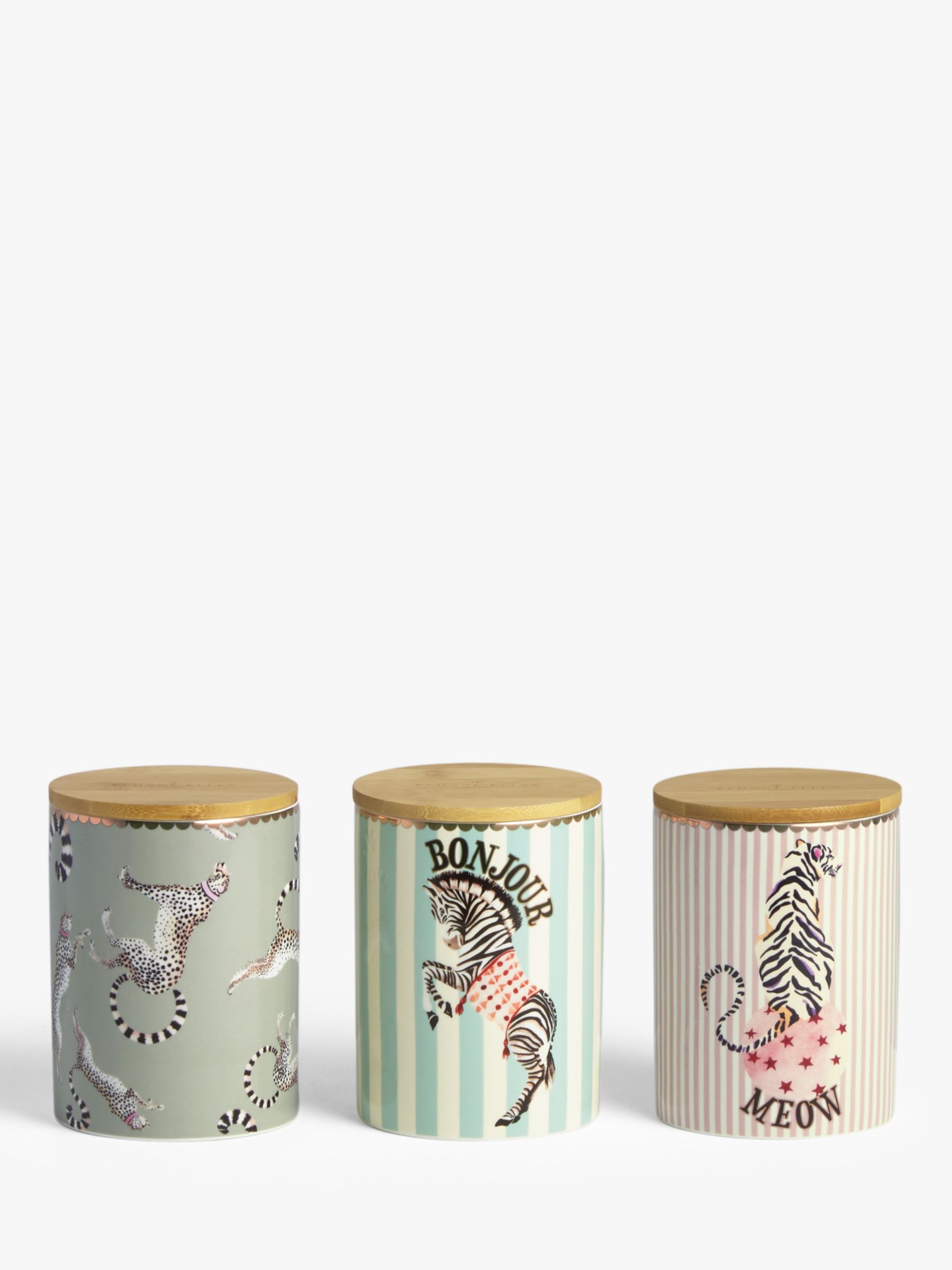 Yvonne Ellen Tiger Striped Fine China Storage Jar with Bamboo Lid ...