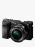 Sony A6100 Compact System Camera with 16-50mm OSS Lens, 4K Ultra HD, 24.2MP, Wi-Fi, Bluetooth, NFC, EVF, 3" Tilting Touch Screen, Black