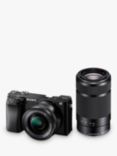Sony A6100 Compact System Camera with 16-50mm OSS Lens & 55-210mm OSS Lens, 4K Ultra HD, 24.2MP, Wi-Fi, Bluetooth, NFC, EVF, 3" Tilting Touch Screen, Double Zoom Lens Kit, Black