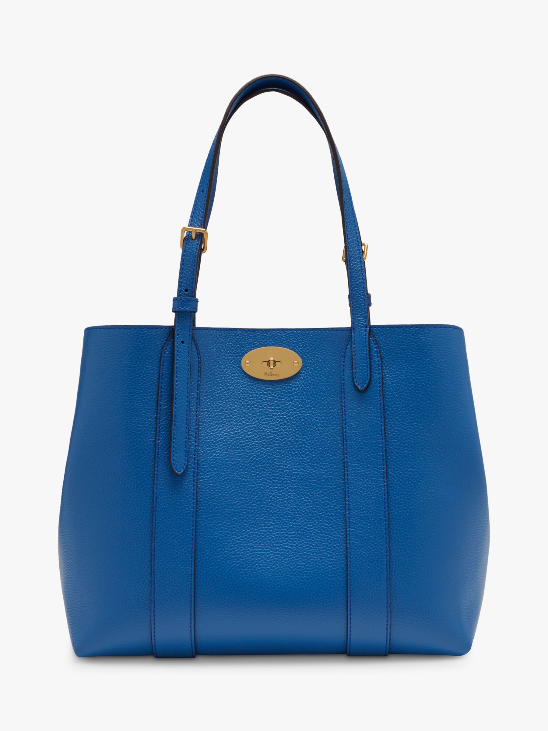 Mulberry Small Bayswater Classic Grain Leather Tote Bag, Porcelain Blue at John Lewis & Partners