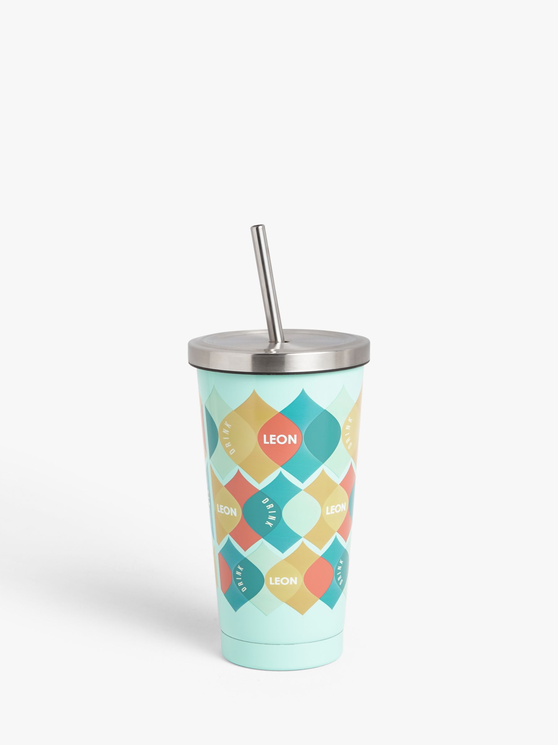 LEON Insulated Stainless Steel Smoothie Cup & Straw, 480ml, Multi