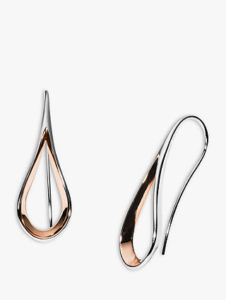 Skagen Kariana Teardrop Hook Earrings, Silver/Rose Gold SKJ1230998