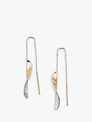 Skagen Kariana Twist Hook Drop Earrings, Silver/Gold SKJ1269998