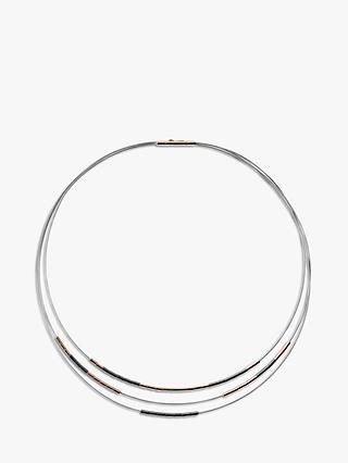 Skagen Polished Barrel Hematite Bead Chain Necklace, Rose Gold/Gunmetal SKJ1241998