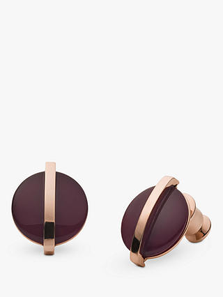 Skagen Sea Glass Circular Stud Earrings, Rose Gold/Purple SKJ1252791