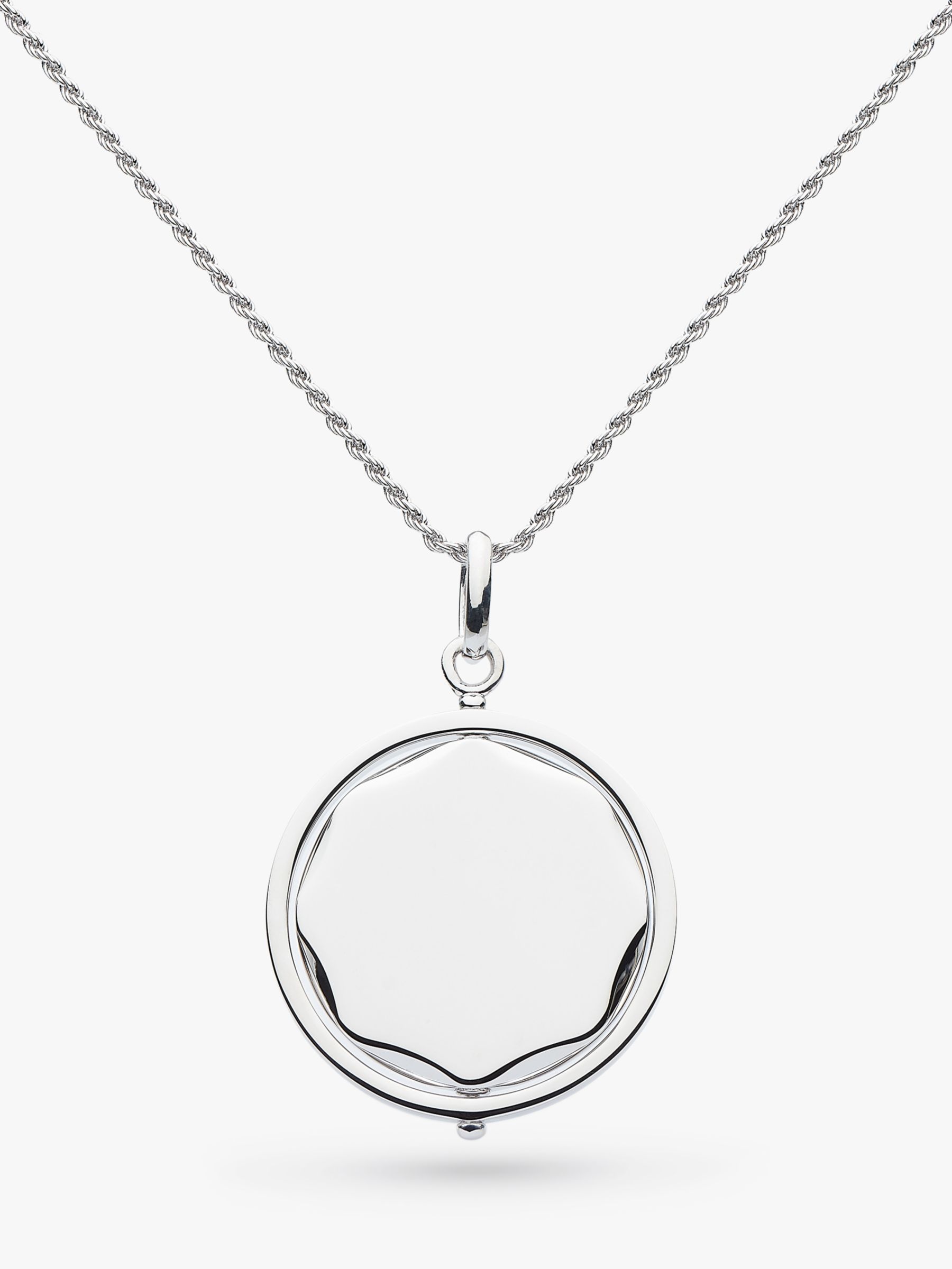 Kit Heath Personalised Large Round Long Pendant Necklace, Silver