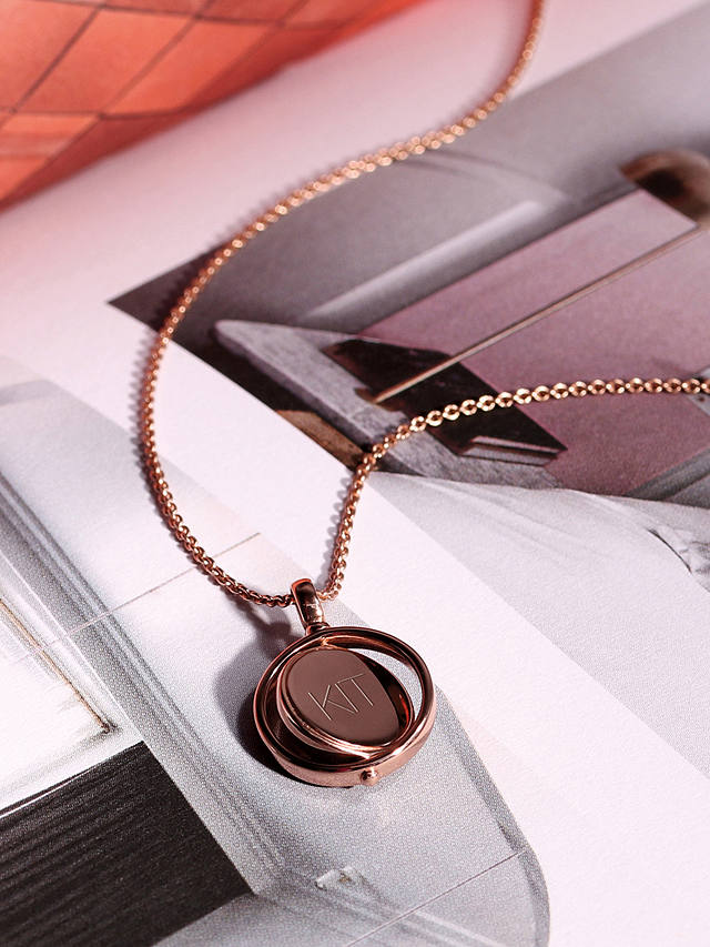Kit Heath Personalised Spinning Round Pendant Necklace, Rose Gold