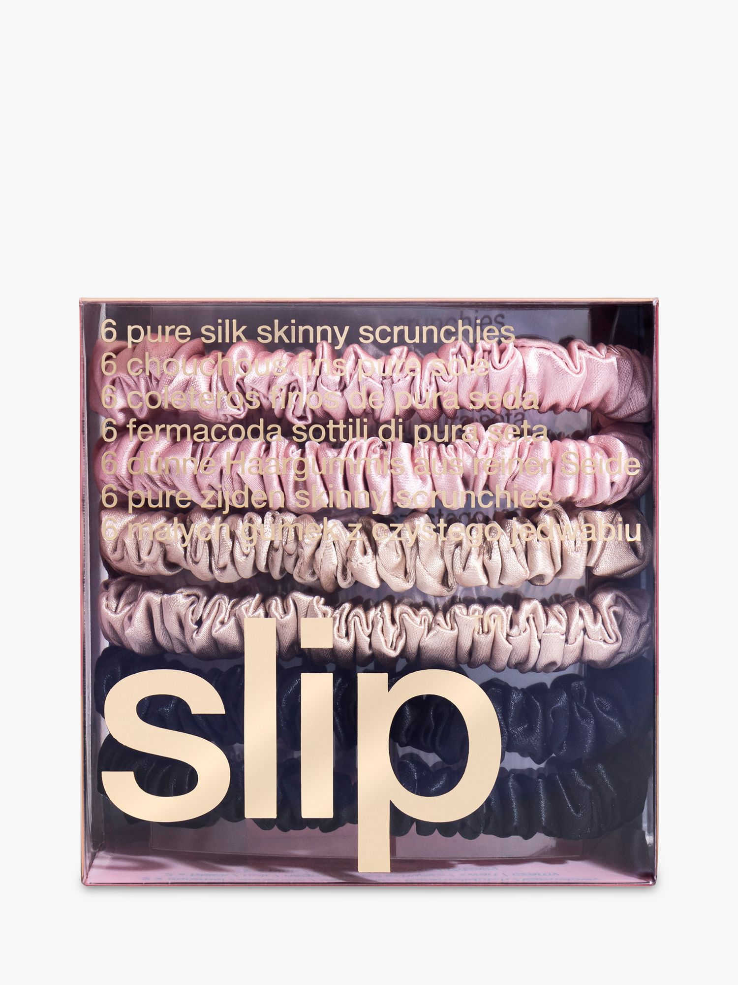 Slip® Skinny Silk Scrunchies, Pack of 6, Pink, Caramel, Black