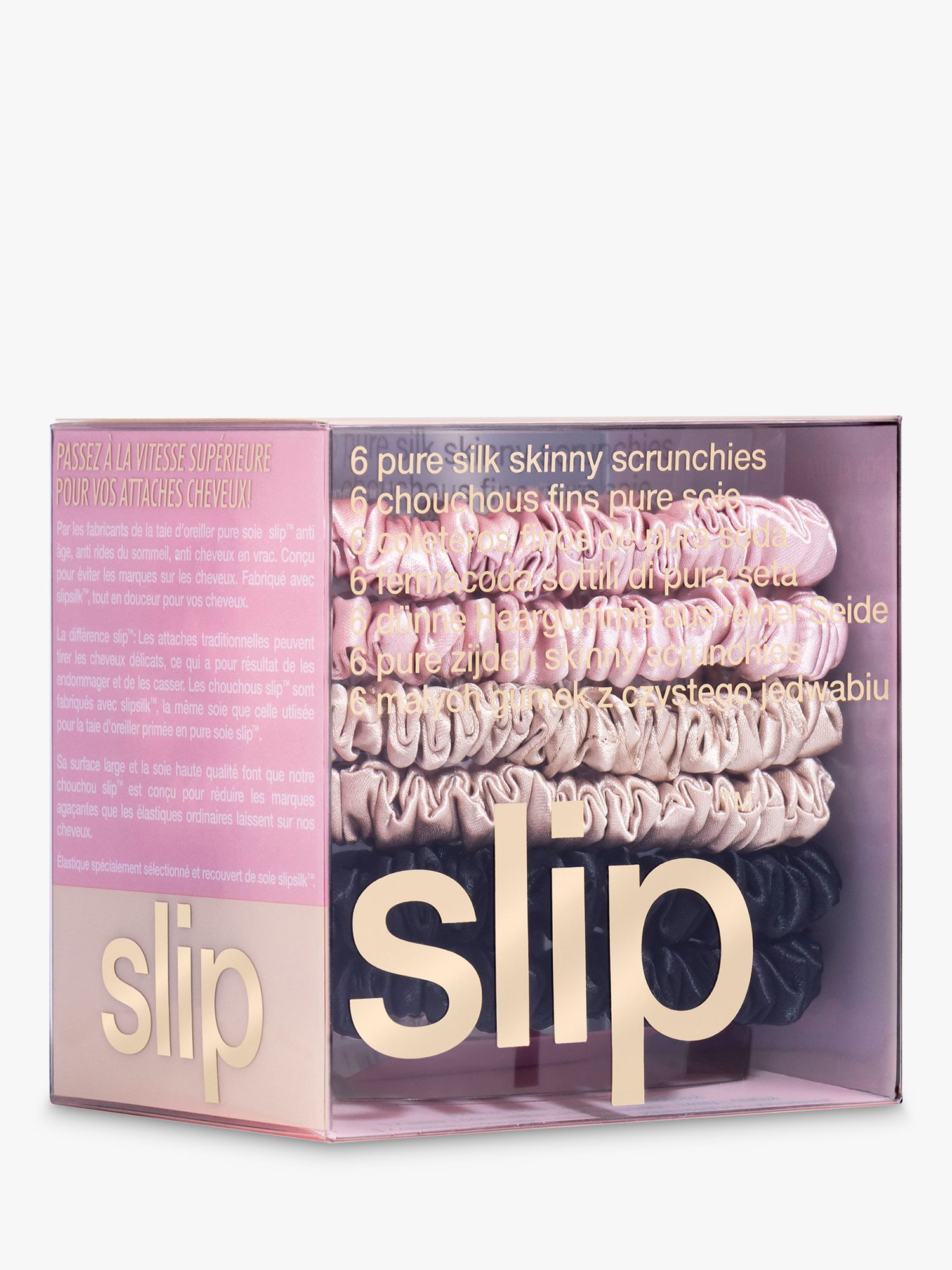 Slip® Skinny Silk Scrunchies, Pack of 6, Pink, Caramel, Black