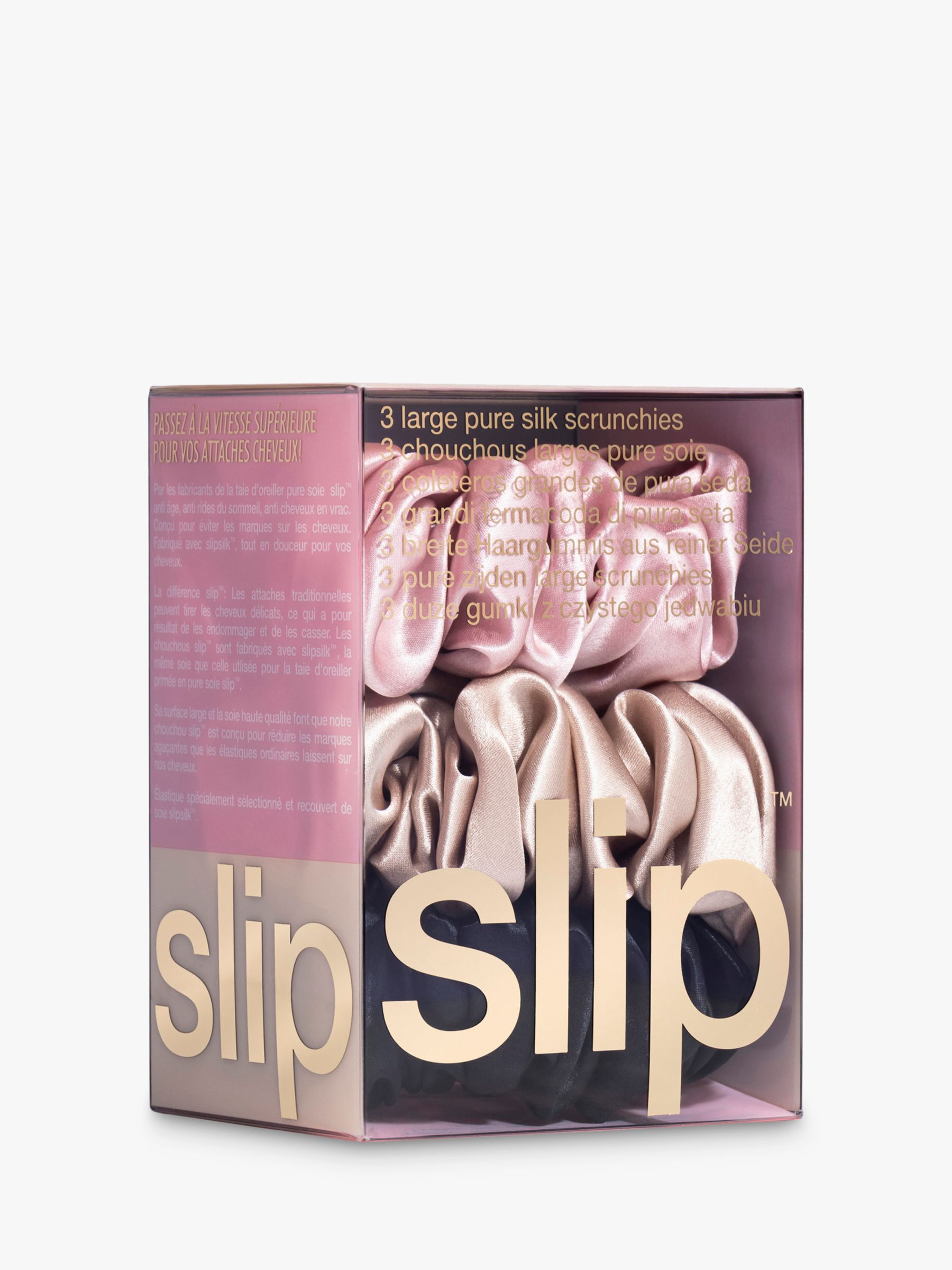 Slip® Large Silk Scrunchies, Pack of 3, Pink, Caramel, Black