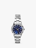 Sekonda 2147 Women's Mother Of Pearl Crystal Bracelet Strap Watch, Silver/Midnight Blue