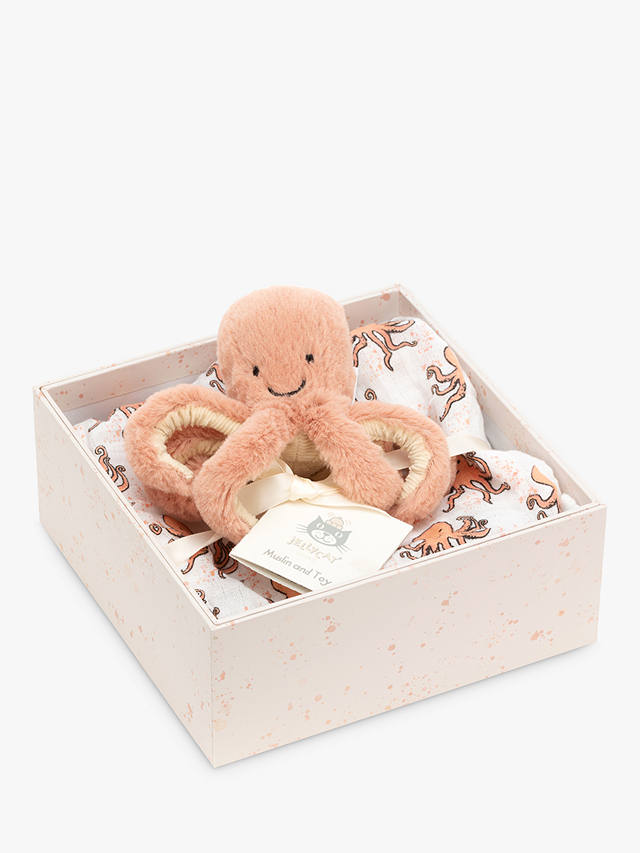 undefined | Jellycat Odell Octopus Soft Toy and Muslin