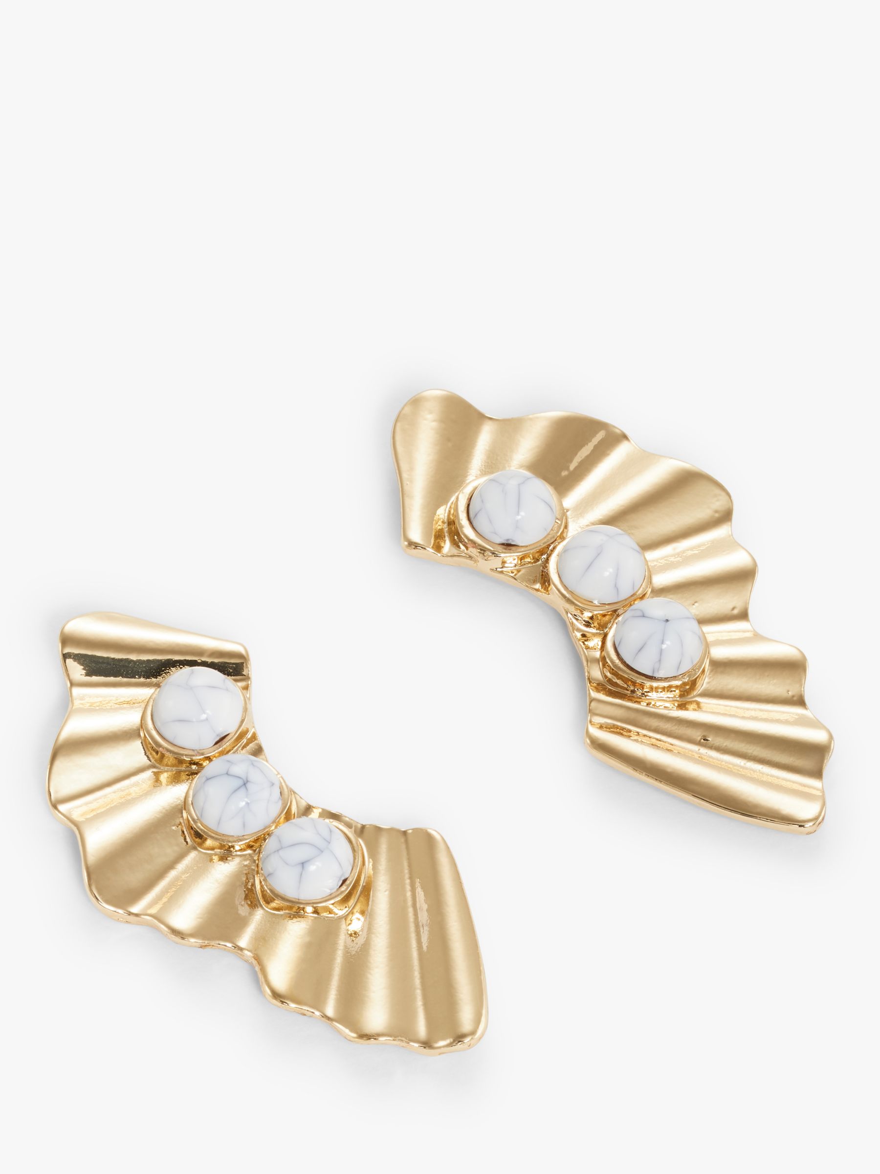 John Lewis & Partners Wing Cabochon Stone Drop Earrings, Gold
