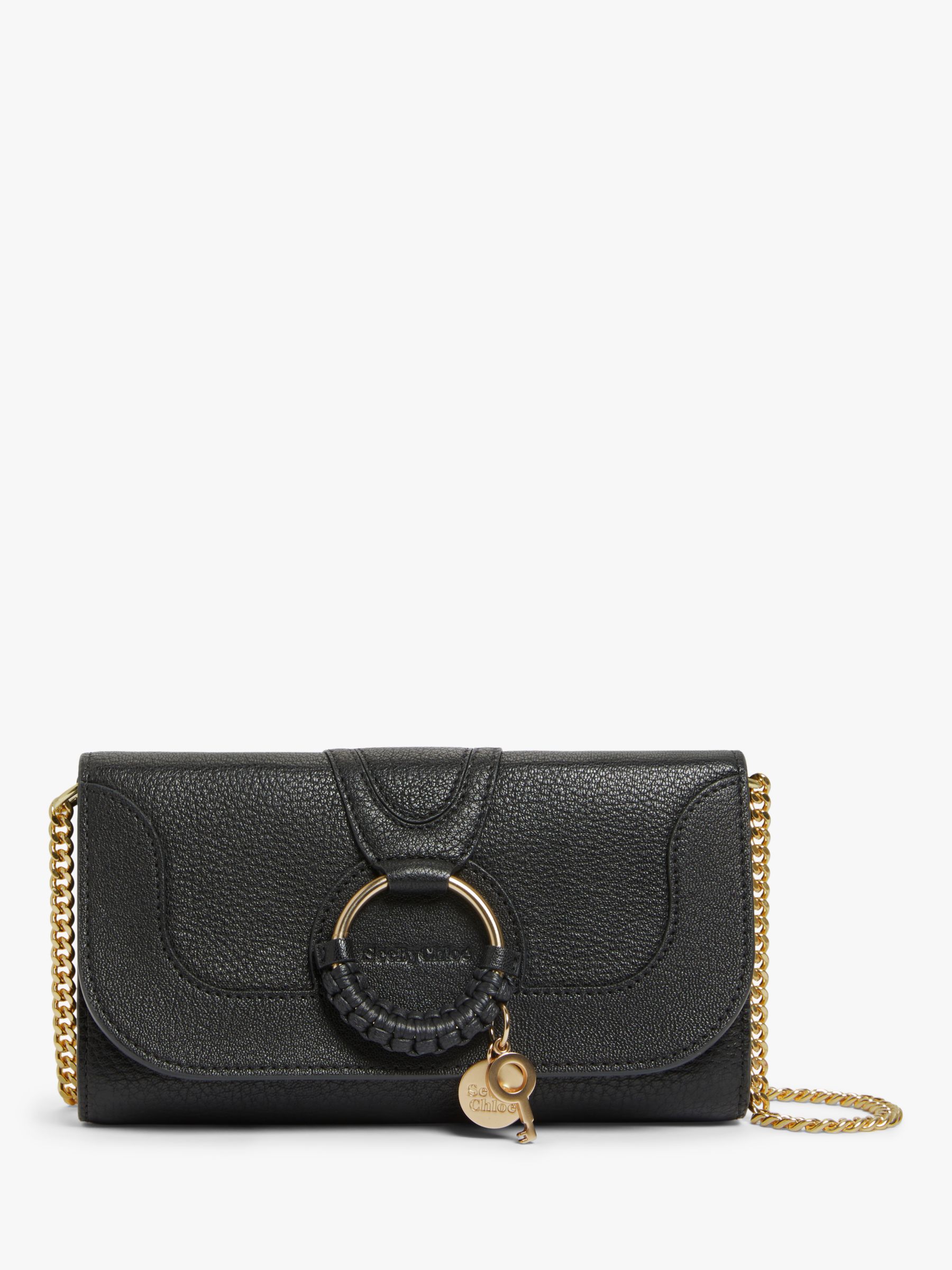 See By Chloé Hana Large Leather Chain Purse, Black at John Lewis & Partners