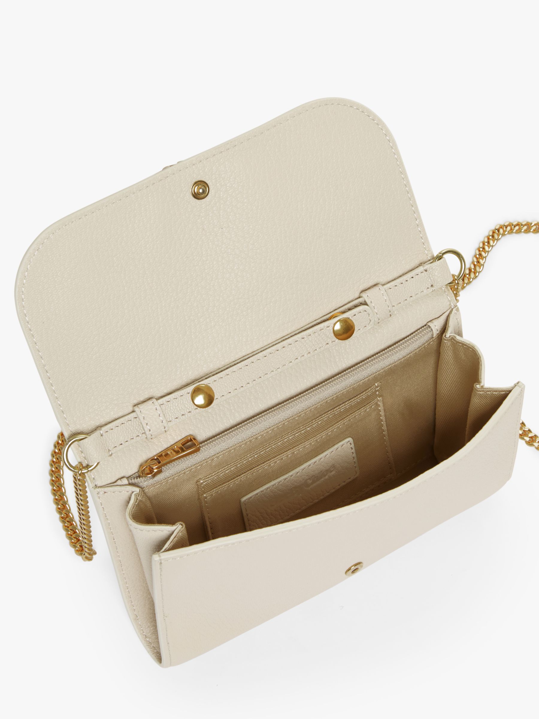 See By Chloé Hana Large Leather Chain Purse, Cement Beige at John Lewis ...