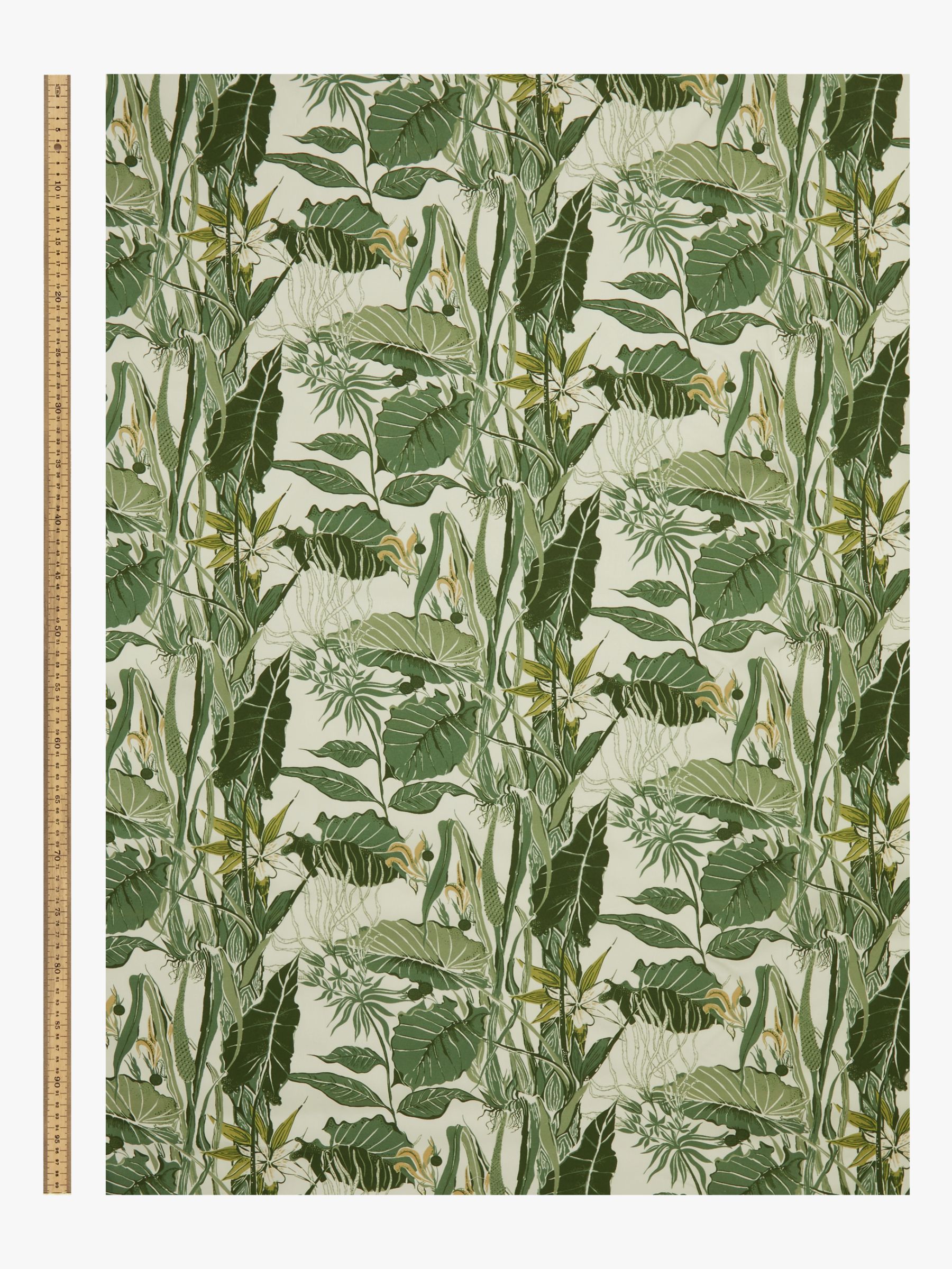 John Lewis Tropical Leaf Print Fabric, Green