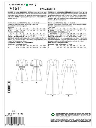 Vogue Women's Occasion Dress Sewing Pattern, 1654, A5
