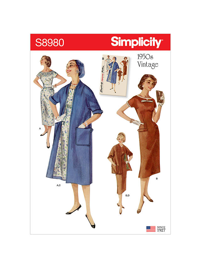 Simplicity Women's Vintage Dresses And Jackets Sewing Pattern, 8980, H5