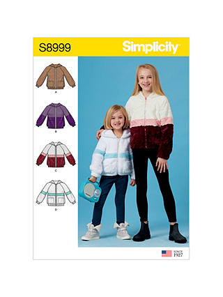 Simplicity Children's and Girls' Hooded Jackets Sewing Pattern, 8999, HH