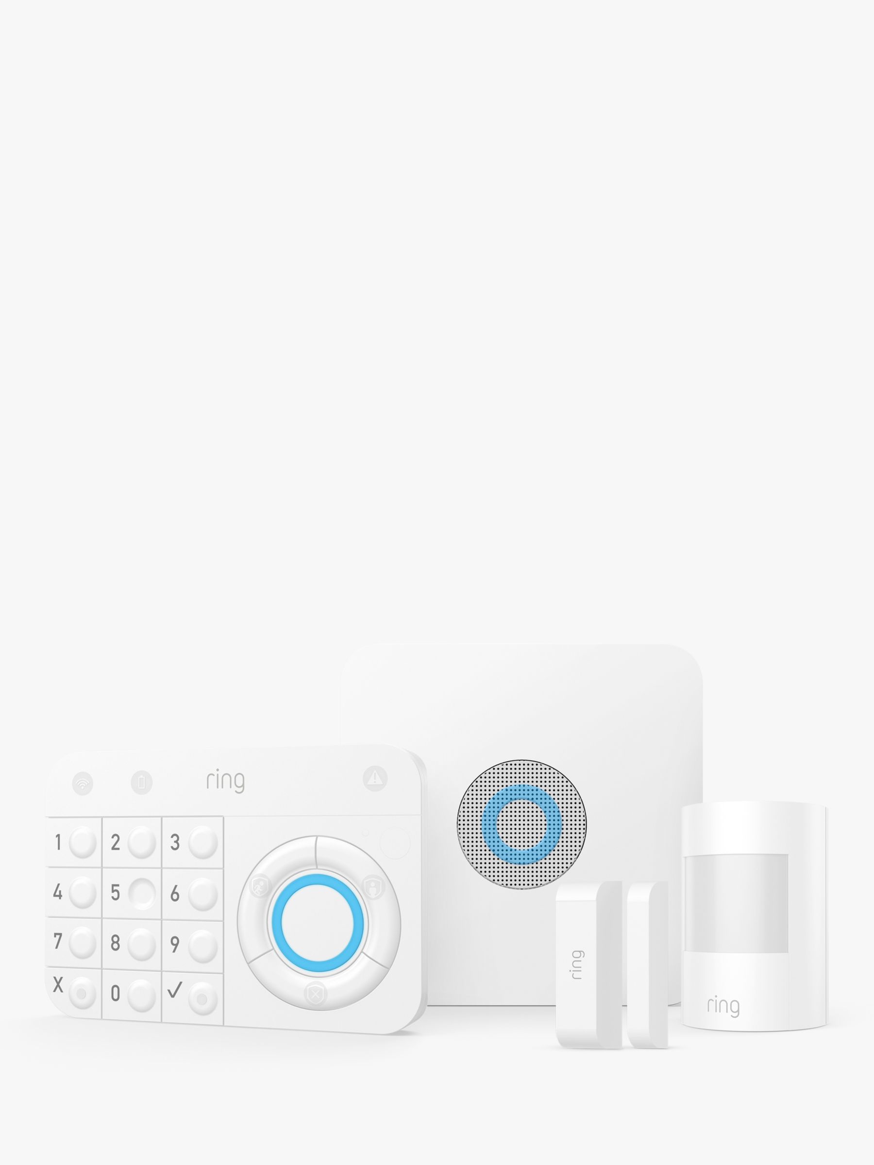 Ring Indoor Cam Smart Security Camera with Built-in Wi-Fi, White & Ring Alarm Security System (Bundle)