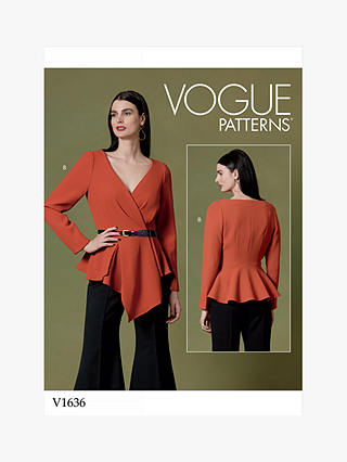 Vogue Women's Peplum Hem Top Sewing Pattern, 1636, A5