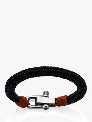 Under the Rose Personalised Men's Shackle Woven Bracelet, Black/Multi