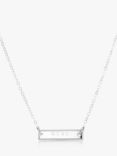 Under the Rose Personalised Beaded Horizontal Bar Pendant Necklace, Silver