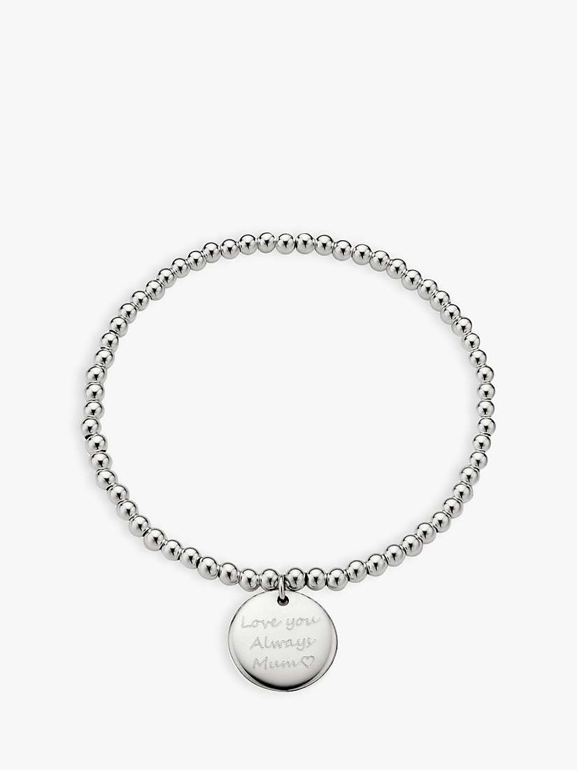 Buy Under the Rose Personalised Engraved Stretch Bead Bracelet, Silver Online at johnlewis.com