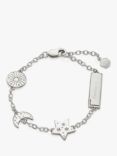 Under the Rose Personalised	Sun Moon and Star Chain Bracelet, Silver