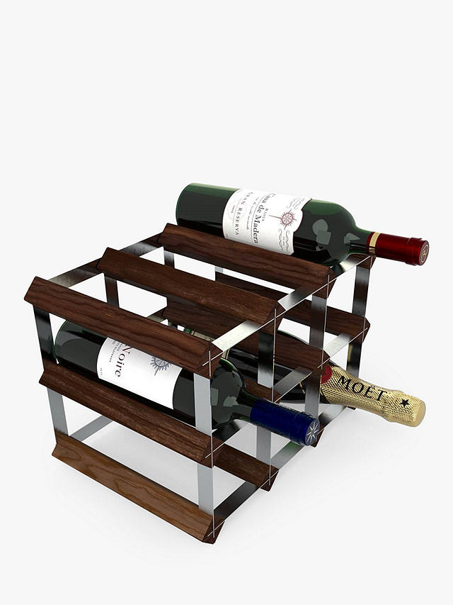 RTA Freestanding Wood Wine Rack, 9 Bottle, Dark Pine
