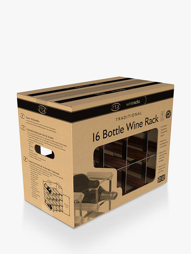 RTA Freestanding Wood Wine Rack, 16 Bottle, Dark Pine