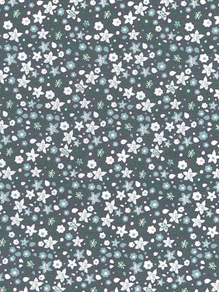 Oddies Textiles Mini Flower Print Fabric, Navy Blue