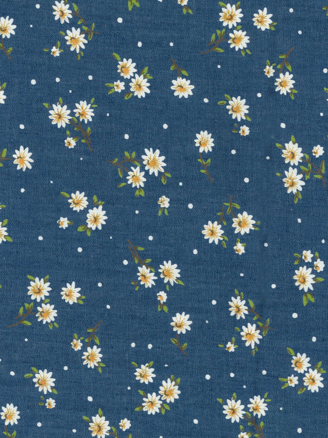 Oddies Textiles Daisy Print Fabric, Chambray