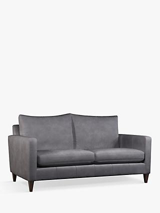 Bailey Range, John Lewis Bailey Medium 2 Seater Leather Sofa, Dark Leg, Soft Touch Grey