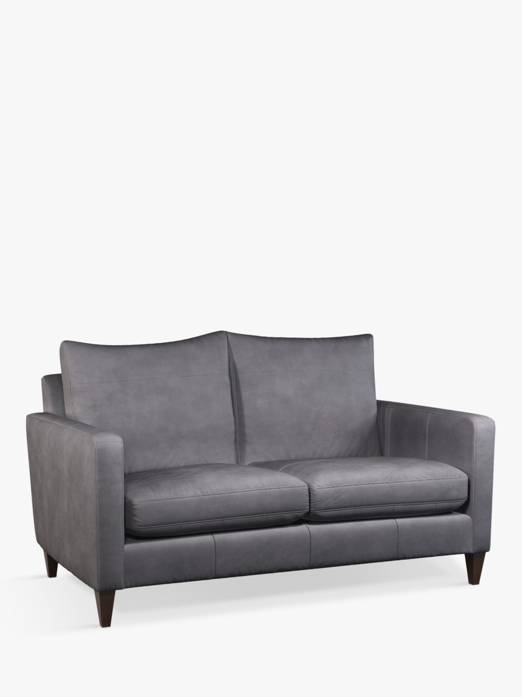 Bailey Range, John Lewis Bailey Small 2 Seater Leather Sofa, Dark Leg, Soft Touch Grey