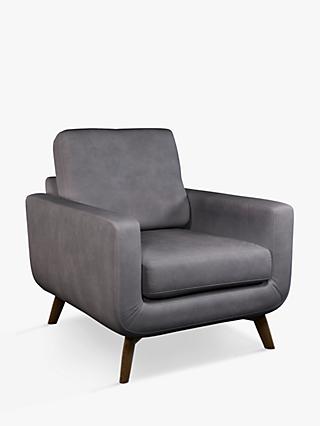 Barbican Range, John Lewis Barbican Leather Armchair, Dark Leg, Soft Touch Grey