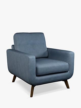 Barbican Range, John Lewis Barbican Leather Armchair, Dark Leg, Soft Touch Blue