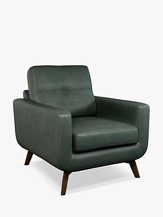 Barbican Range, John Lewis Barbican Leather Armchair, Dark Leg, Sellvagio Green
