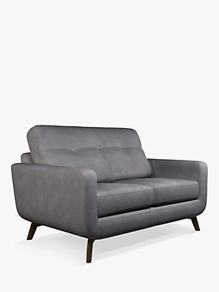 Barbican Range, John Lewis Barbican Small 2 Seater Leather Sofa, Dark Leg, Soft Touch Grey