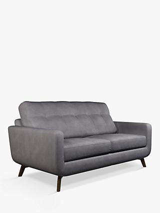Barbican Range, John Lewis Barbican Medium 2 Seater Leather Sofa, Dark Leg, Soft Touch Grey