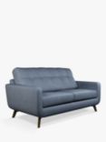 John Lewis Barbican Medium 2 Seater Leather Sofa, Dark Leg, Soft Touch Blue
