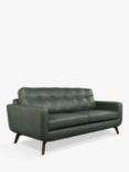 John Lewis Barbican Large 3 Seater Leather Sofa, Dark Leg, Sellvagio Green