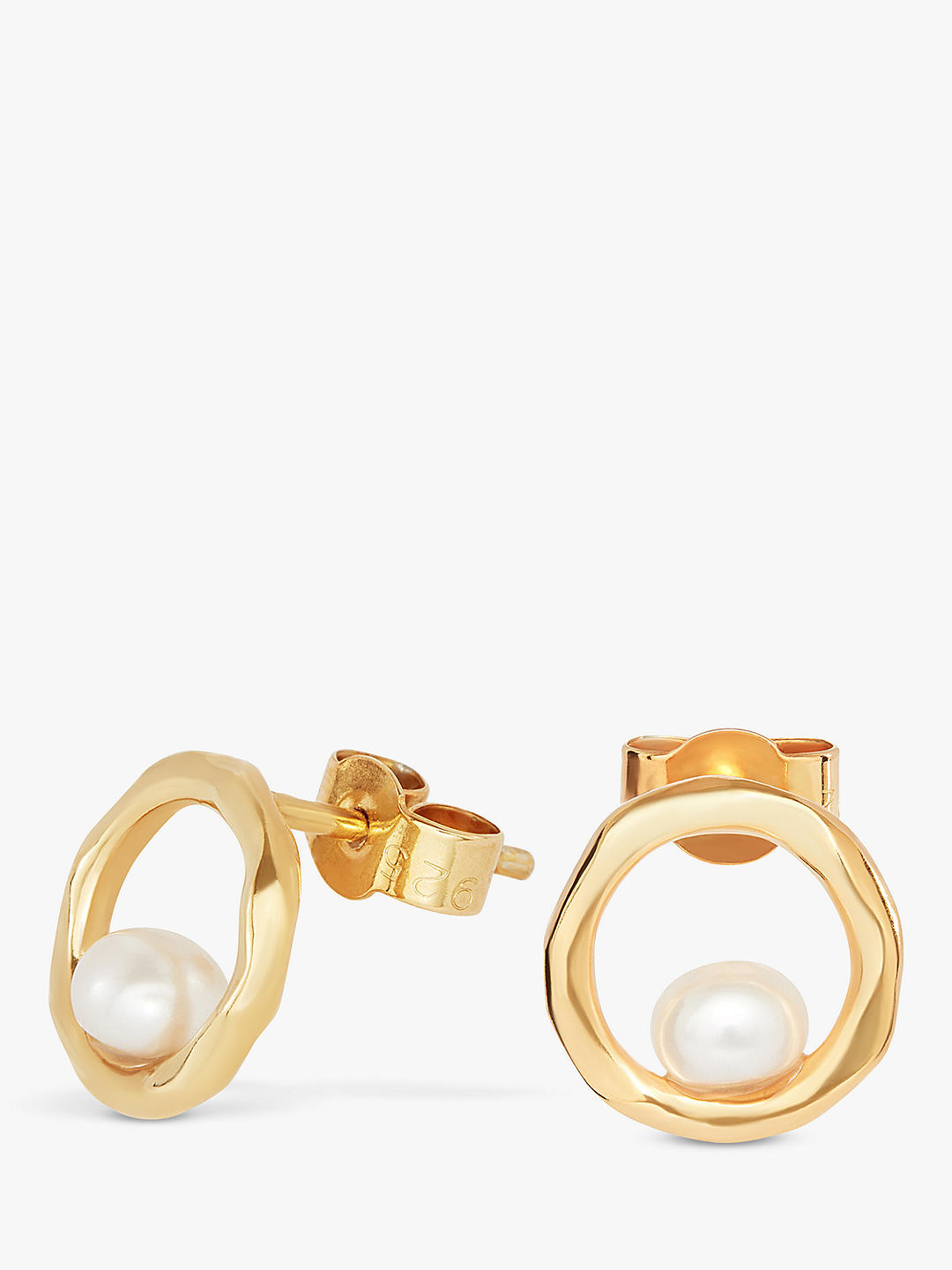 Dower & Hall Freshwater Pearl Open Circle Stud Earrings, Gold/White