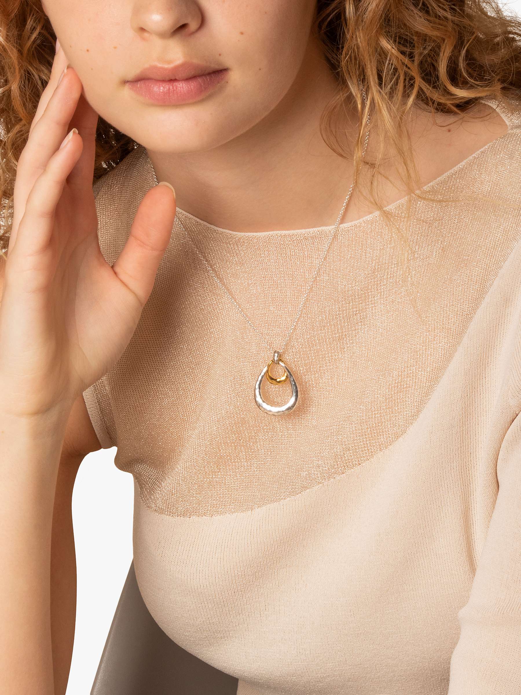 Buy Dower & Hall Entwined Double Pendant Necklace, Silver/Gold Online at johnlewis.com