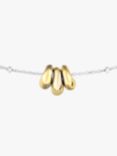 Dower & Hall Triple Nuggets Chain Necklace, Silver/Gold