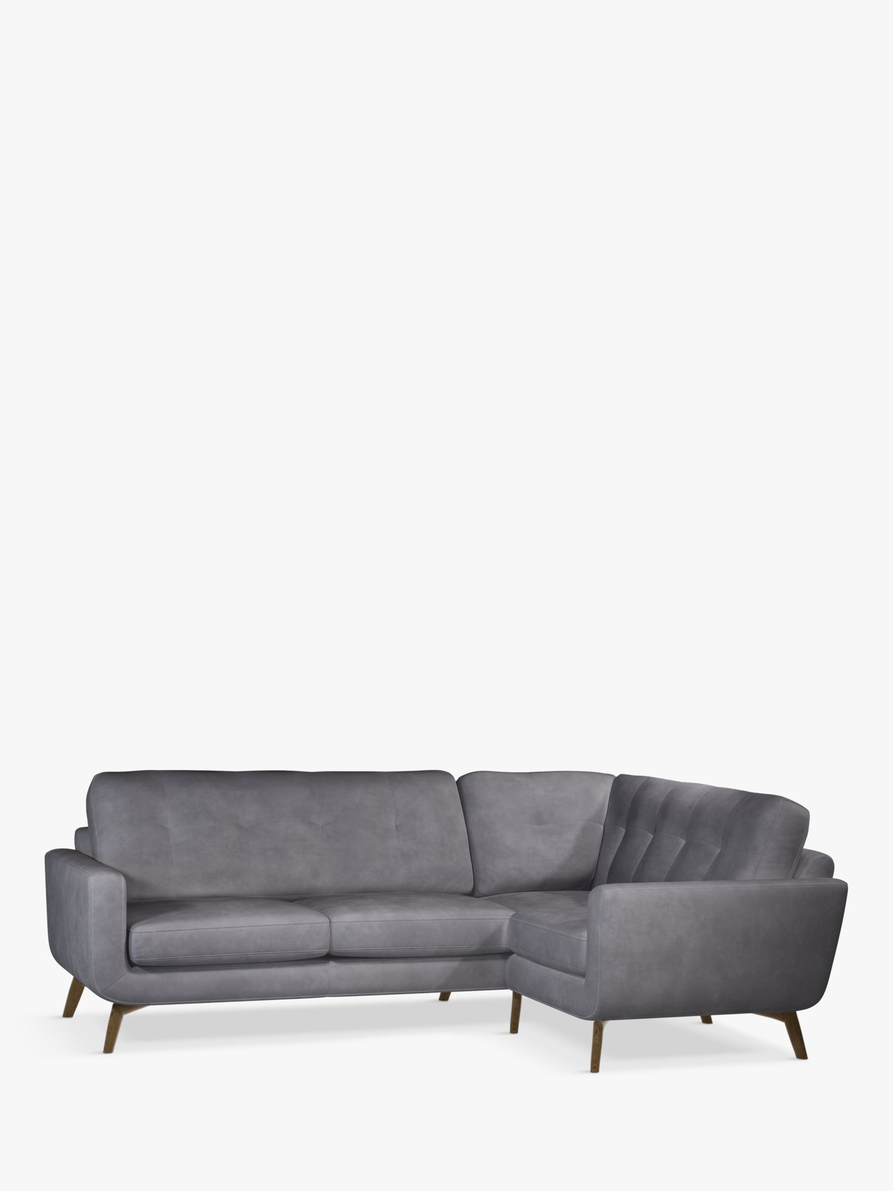 John Lewis Barbican 4 Seater RHF Corner End Leather Sofa, Dark Leg