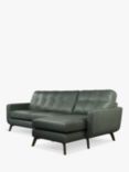 John Lewis Barbican RHF Chaise End Leather Sofa, Dark Leg, Sellvagio Green