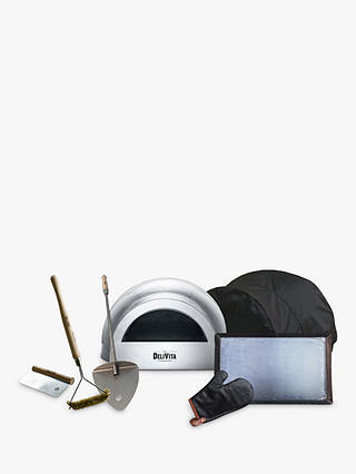 DeliVita Wood Fire Outdoor Oven Collection with Cover, Dish & Utensils Set, Hale Grey
